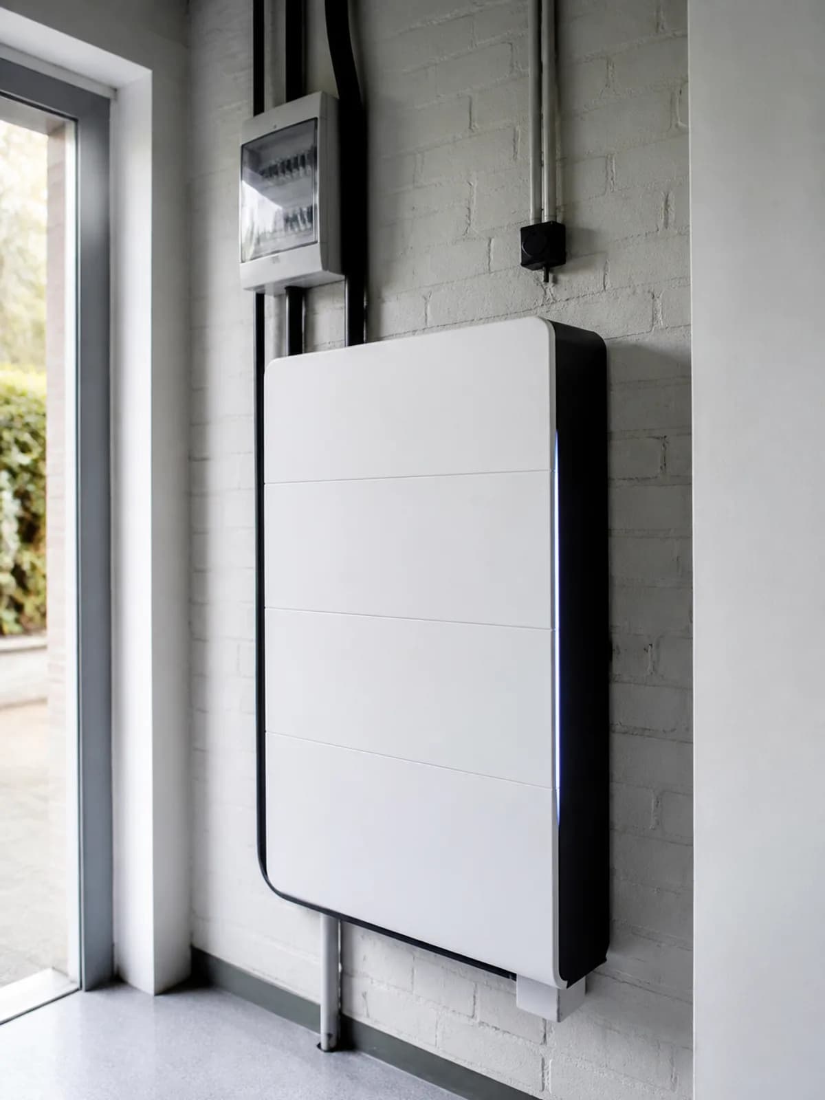 Wandmontage thuisbatterij in een Nederlandse bijkeuken of garage