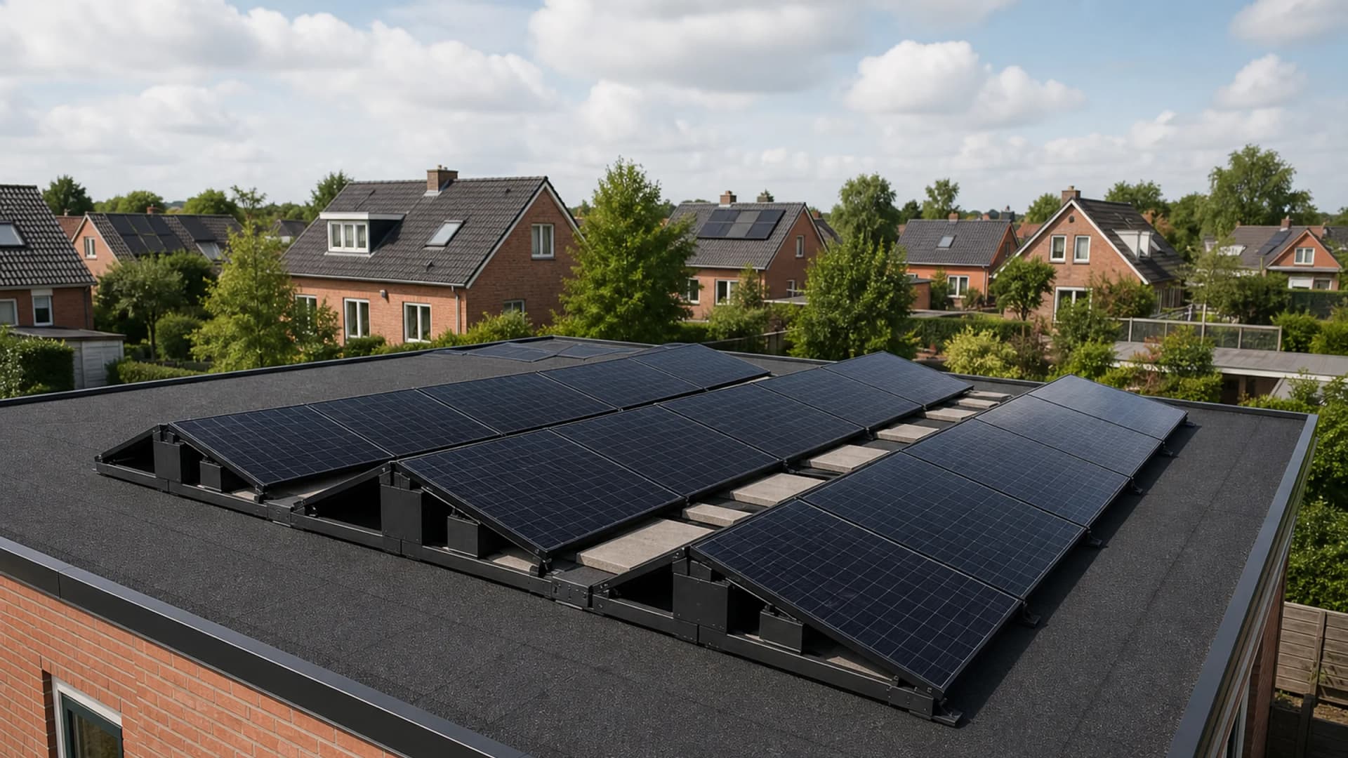 Zonnepanelen op een plat dak: ballast, opstelling en opbrengst