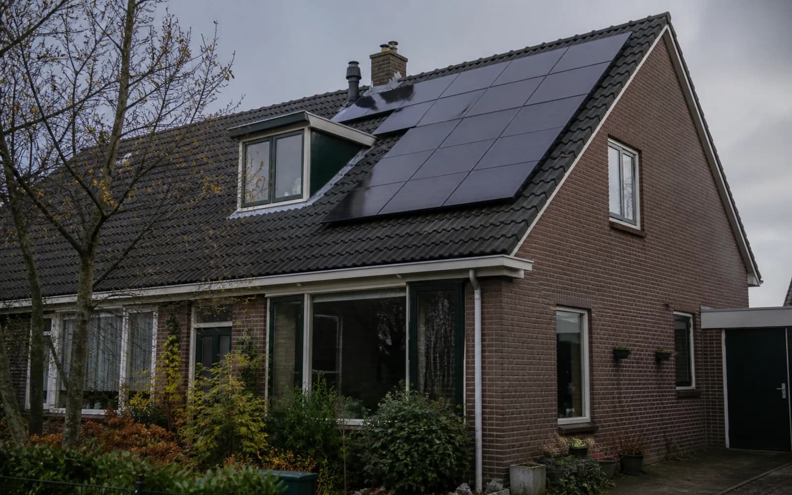 Solar panels on a tiled Dutch residential roof