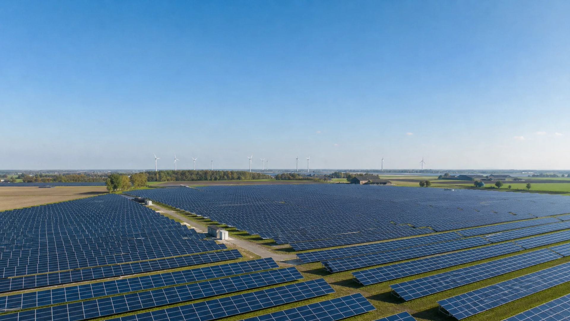 Large-scale solar farm with thousands of panels