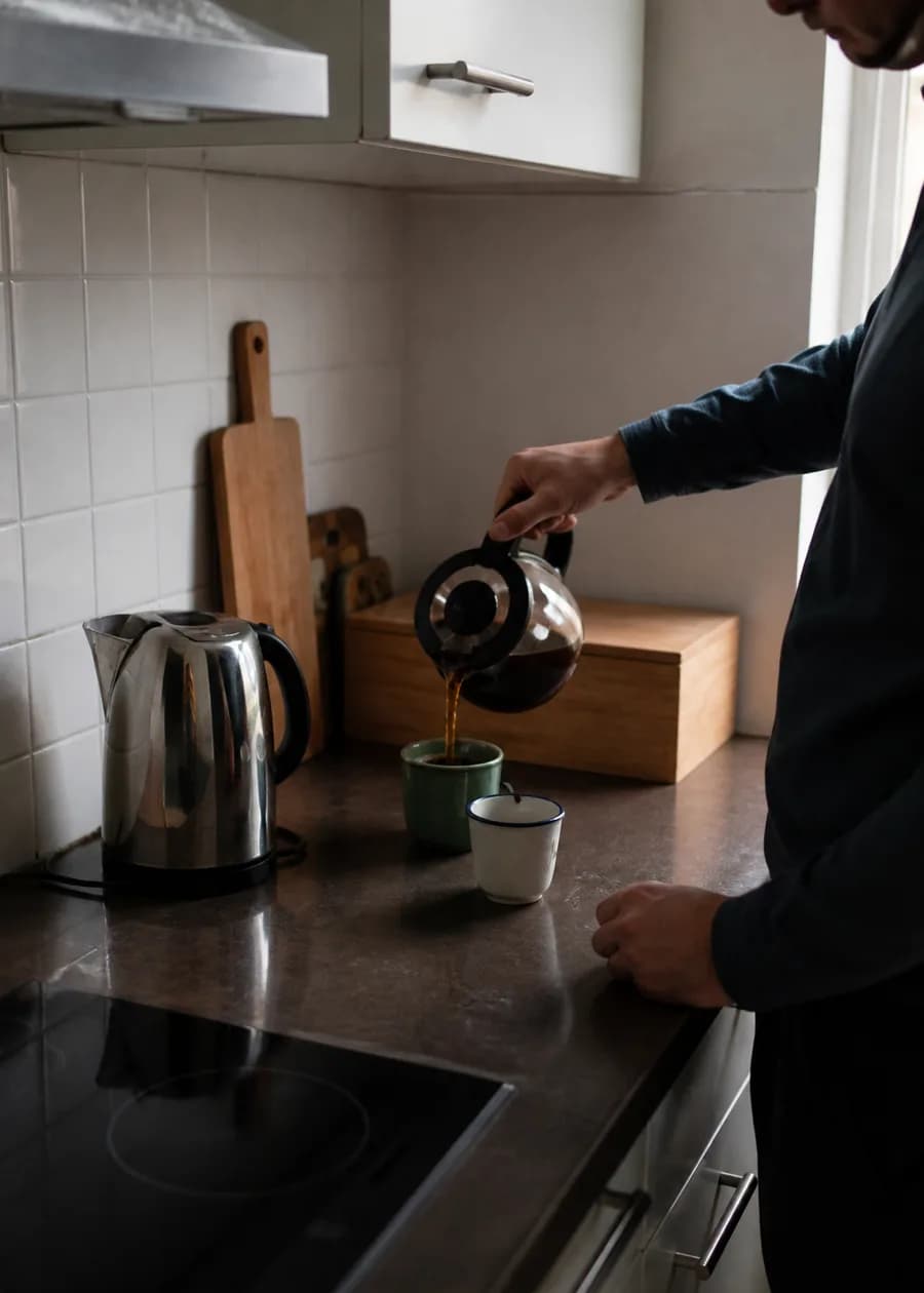 Nederlandse keuken in ochtendlicht, alledaags energiegebruik