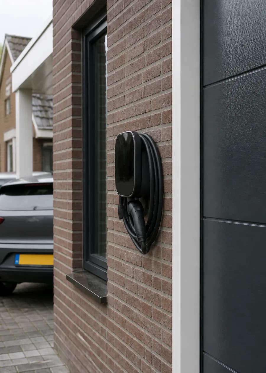 Wallbox EV charger on a house facade
